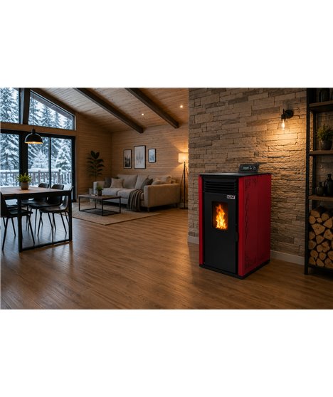 Kominek wolnostojący na pellet 8-15 kW piec na pelet sterowanie WiFi pilot