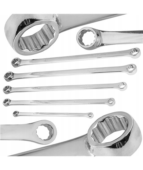 Zestaw kluczy oczkowych prostych długich do napinaczy 8-19 mm CR-V 5 szt