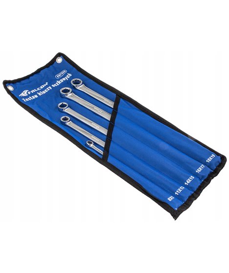 Zestaw kluczy oczkowych prostych długich do napinaczy 8-19 mm CR-V 5 szt