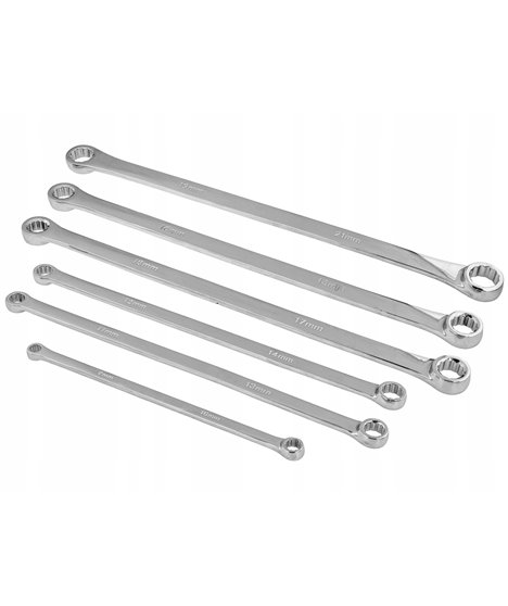 Zestaw kluczy oczkowych prostych długich do napinaczy 8-21 mm CR-V 6 szt