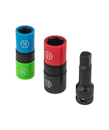 Zestaw nasadki udarowe dwustronne do kół 17 19 21 22 mm + przedłużka 1/2"