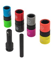 Zestaw nasadek udarowych dwustronnych do kół + przedłużka 1/2" 6 elementów