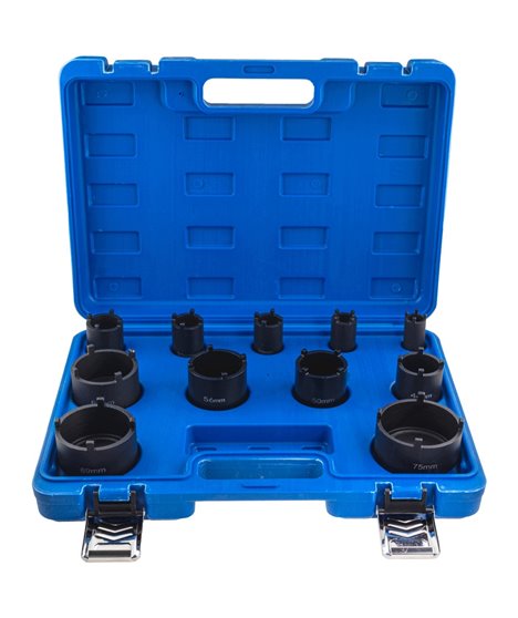 Zestaw nasadek do nakrętek wieńcowych rowkowych klucze 4-zęb 22-75 mm 11x