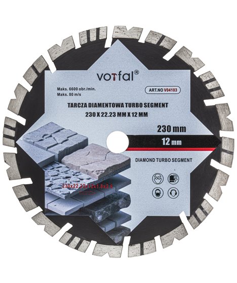 Tarcza diamentowa 230 mm do cięcia twardego betonu zbrojonego kostki cegły