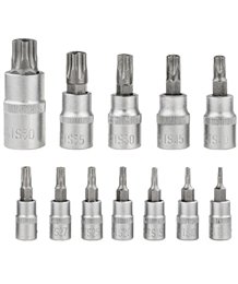 Klucze nasadowe nasadki 1/4 3/8 1/2 torx TS8-TS60 5-kątne z otworem 12 szt