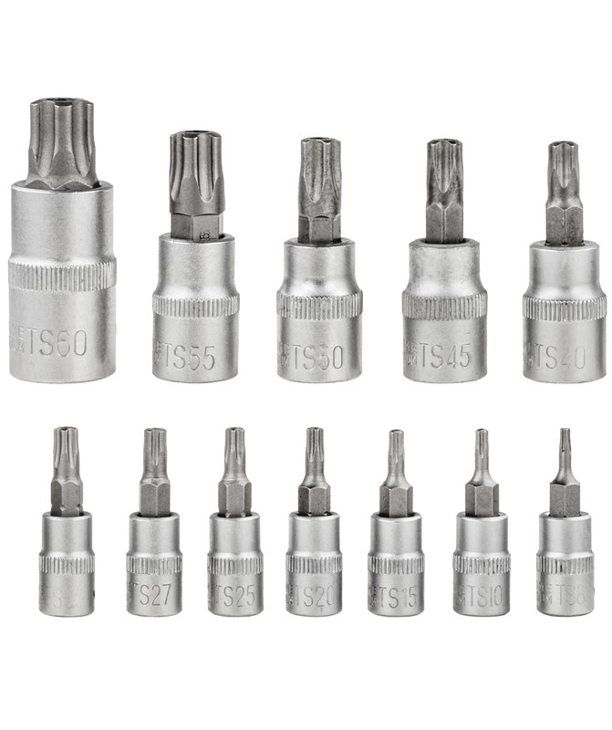 Klucze nasadowe nasadki 1/4 3/8 1/2 torx TS8-TS60 5-kątne z otworem 12 szt