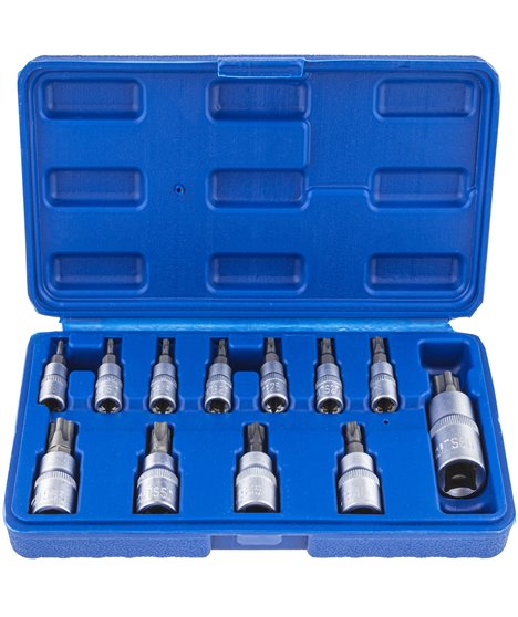 Klucze nasadowe nasadki 1/4 3/8 1/2 torx TS8-TS60 5-kątne z otworem 12 szt