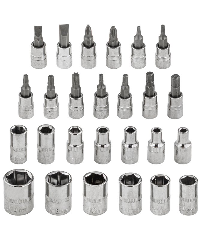 Zestaw nasadek klucze nasadowe grzechotka 1/4" 4-14 mm ph1 ph2 t10-t30