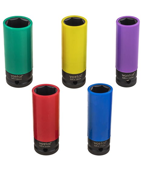 Nasadki udarowe 1/2" zestaw nasadek udarowych kluczy nasadowych 15-22 mm