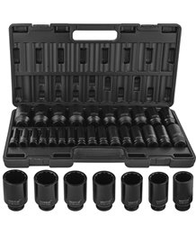 Zestaw nasadek udarowych 10-36 mm nasadki udarowe 1/2" udar walizka 26 szt