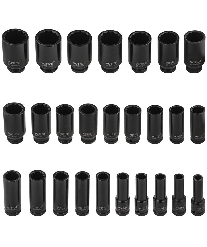 Zestaw nasadek udarowych 10-36 mm nasadki udarowe 1/2" udar walizka 26 szt