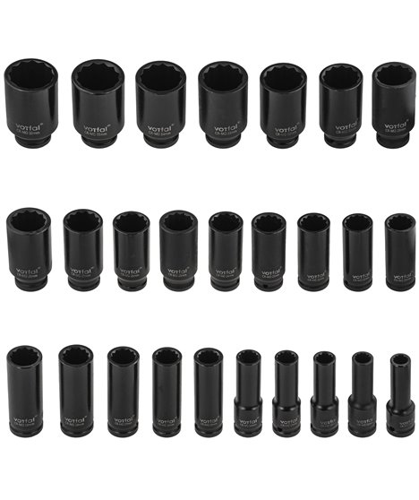 Zestaw nasadek udarowych 10-36 mm nasadki udarowe 1/2" udar walizka 26 szt
