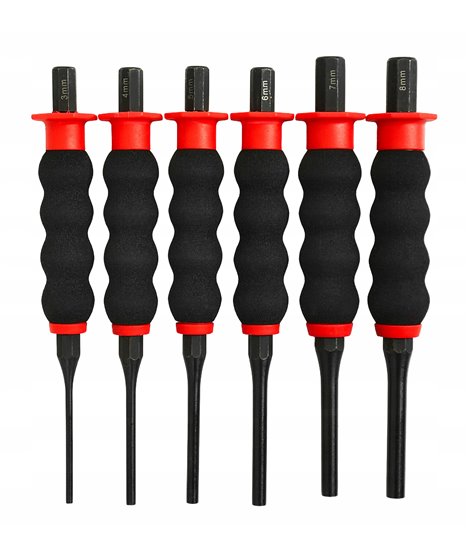 Wybijaki z rękojeścią 3-8 mm, 6 szt. verke