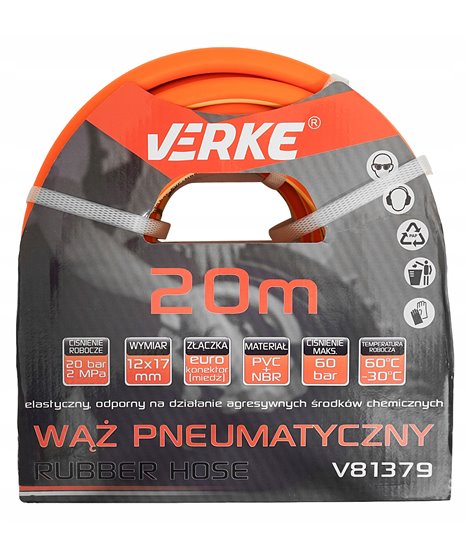 Wąż pneumatyczny 1/2", pvc+nbr, 12x17mm, 20m verke