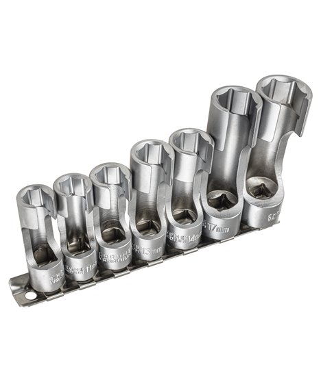 Zestaw otwartych nasadek kluczy CR-V 3/8" do przewodów i czujników 10-19 mm