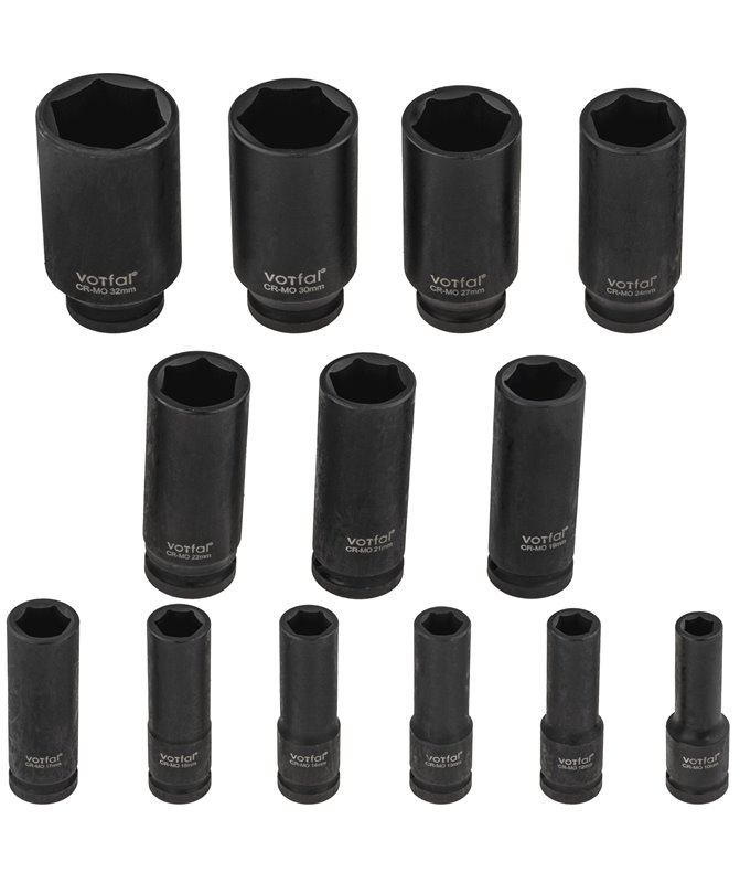Nasadki udarowe nasadek udarowych 1/2" cala 10-32 mm 6-kątne CR-MO 13 szt