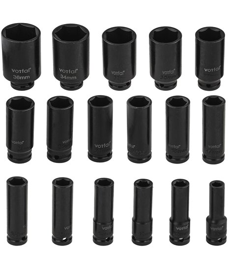 Nasadki udarowe nasadek udarowych 1/2" cala 10-36 mm 6-kątne 17 elementów