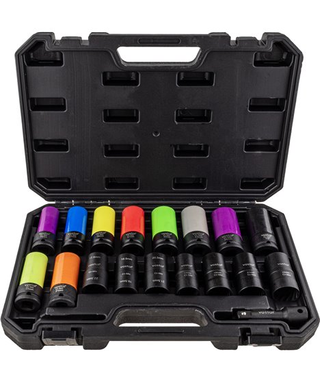 Zestaw nasadek udarowych felg alu 17-24 mm obrobionych śrub 19-22 mm CR-MO