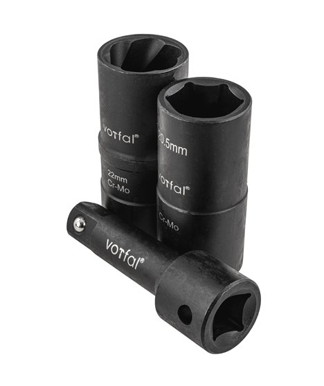 Zestaw nasadek udarowych felg alu 17-24 mm obrobionych śrub 19-22 mm CR-MO