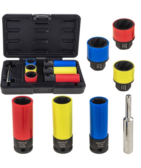 Zestaw nasadek udarowych felg alu 19-21 mm obrobionych śrub 19-21 mm CR-MO 1/2