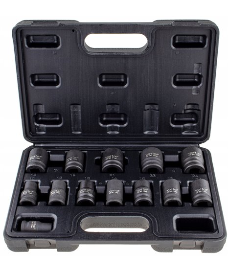Nasadki udarowe krótkie zestaw 13 szt. 1/2" 10-24 mm