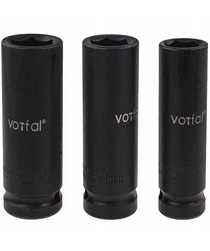 Zestaw nasadek udarowych 1/2" długich i w pudełku 17 mm 19 mm 21 mm