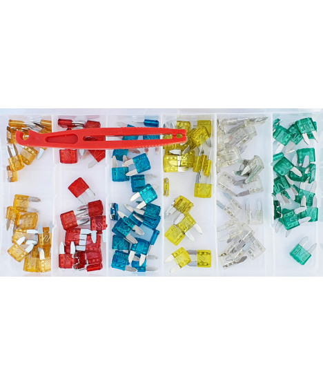 Zestaw bezpieczniki samochodowe 5A-30A 120 EL. + chwytak