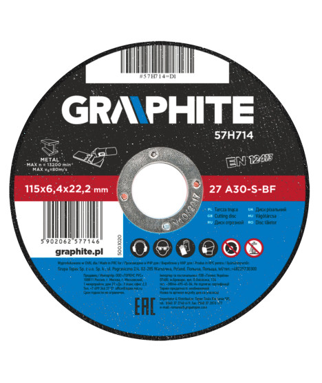 Tarcza szlifierska do metalu 115 x 6.4 x 22.2 mm, 27 A30-S-BF