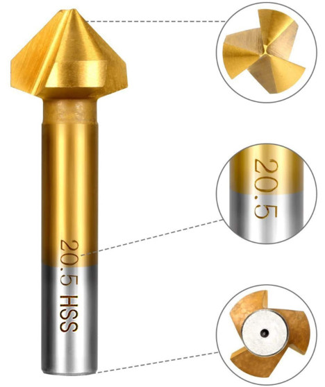 Zestaw frez stożkowy pogłębiacz fazownik 90 stopni 6 szt.