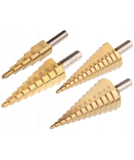 Wiertło wiertła stopniowe stożkowe tytan 4-39 mm zestaw 4 szt.