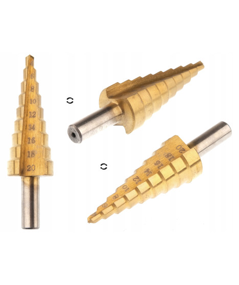 Wiertło wiertła stopniowe stożkowe tytan 4-39 mm zestaw 4 szt.