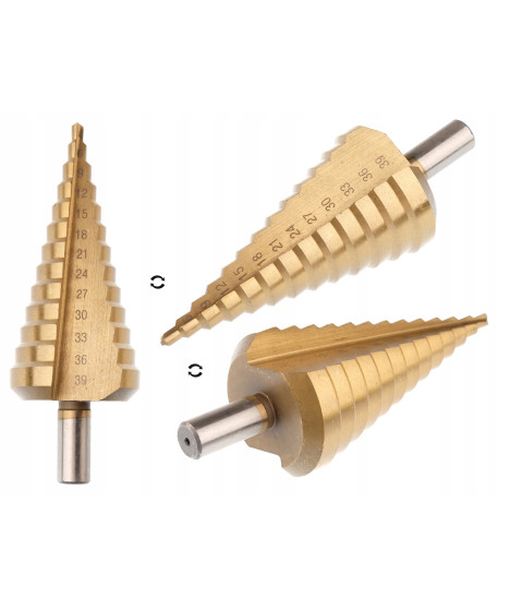 Wiertło wiertła stopniowe stożkowe tytan 4-39 mm zestaw 4 szt.