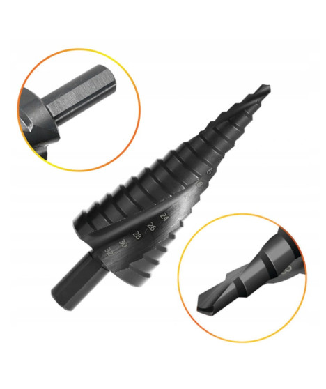 Wiertło stożkowe stopniowe HSS tytan 4-32 mm
