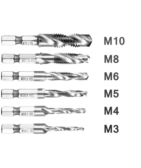 Wiertła gwintujące HSS m3 – m10 gwintowniki 7 szt.