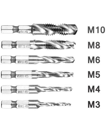 Wiertła gwintujące HSS m3 - m10 gwintowniki 6 szt.