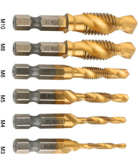Wiertła gwintujące HSS m3 – m10 gwintowniki zestaw 6 szt.
