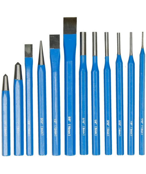 Zestaw wybijaków wybijaki przecinaki punktaki 12 szt.