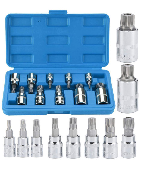 Zestaw nasadek spline 1/4 3/8 1/2 M4-M18 XZN 10 szt.