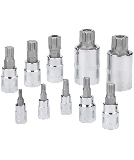 Zestaw nasadek spline 1/4 3/8 1/2 M4-M18 XZN 10 szt.