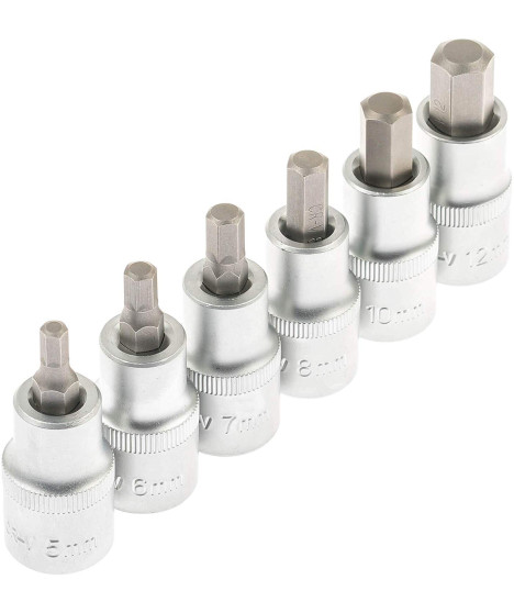 Klucze nasadowe imbus HEX 1/2″ H5-H22 nasadki 12 szt.