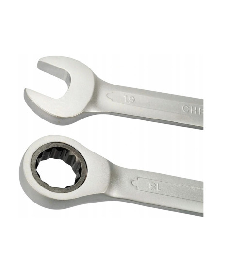 Klucze płasko oczkowe z grzechotką 8-19 mm etui