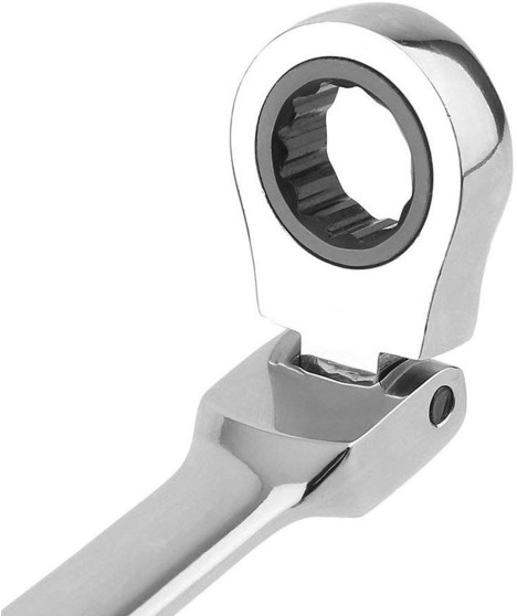 Klucze płaskie oczkowe z grzechotką kute crv 12 szt.