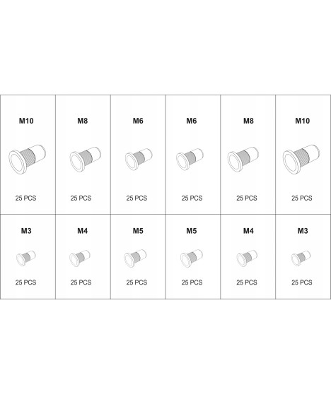 Zestaw nitonakrętek M3-M10 mix nitonakrętka 300 szt.
