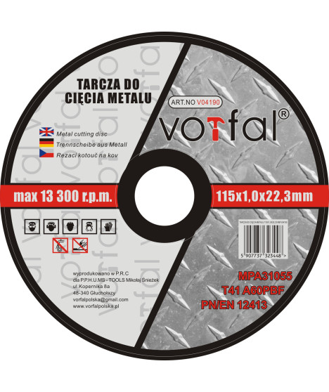 Tarcza do cięcia metalu 115 x 1.0 mm - 1 szt