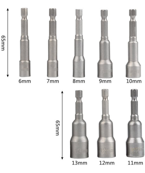 Nasadka magnetyczna do wkrętarki 6-13 mm farmer 8 szt.