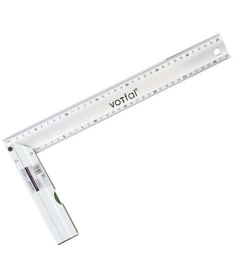 Aluminiowy kątownik z poziomicą przymiar 350 mm