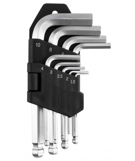 ZESTAW KLUCZY IMBUS Z KULKĄ 9 SZT KRÓTKIE DEGET