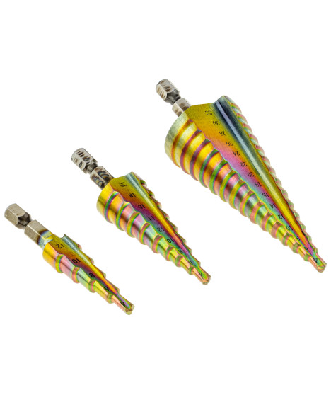 Wiertła stopniowe kobaltowe do metalu 4-32 mm 3 szt.