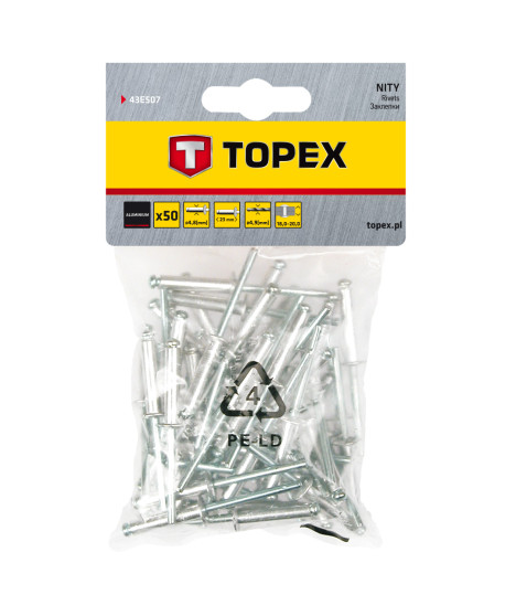 Nity aluminiowe 4.8 x 23 mm, 50 szt.