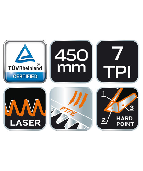 Piła płatnica 450 mm, 7 TPI, PTFE